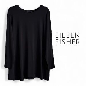 Eileen Fisher Black Long Sleeve Stretch Top 1X